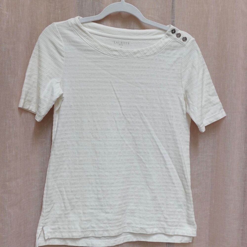 Talbots white shirt womens size petite casual summer fall preppy cottage core